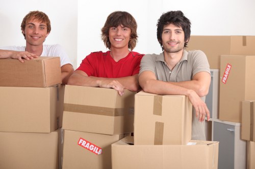 Organised storage unit in Kennington with boxes and household belongings