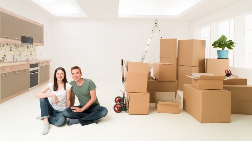 Boxes and furniture prepared for household storage near Kennington